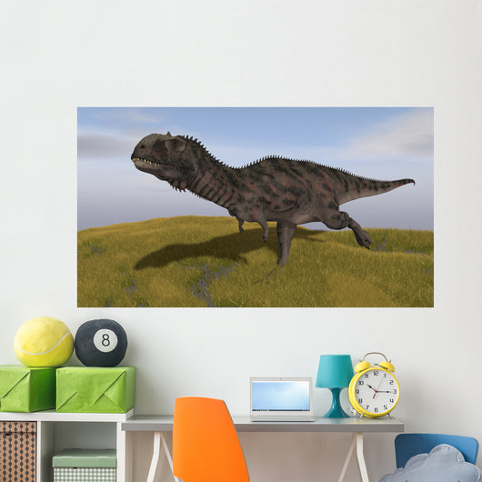 Majungasaurus Running across Grassy Wall Decal Design 2