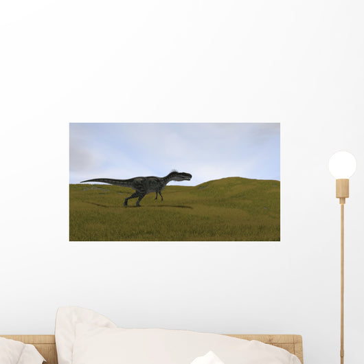 Monolophosaurus Running across Grassy Wall Decal Design 4