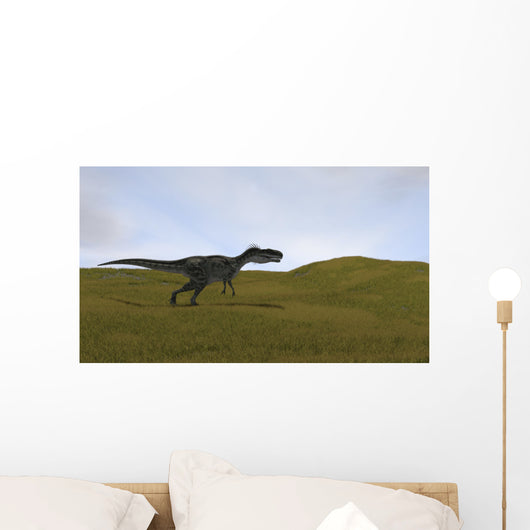 Monolophosaurus Running across Grassy Wall Decal Design 4