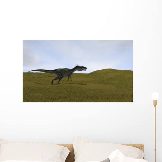 Monolophosaurus Running across Grassy Wall Decal Design 4