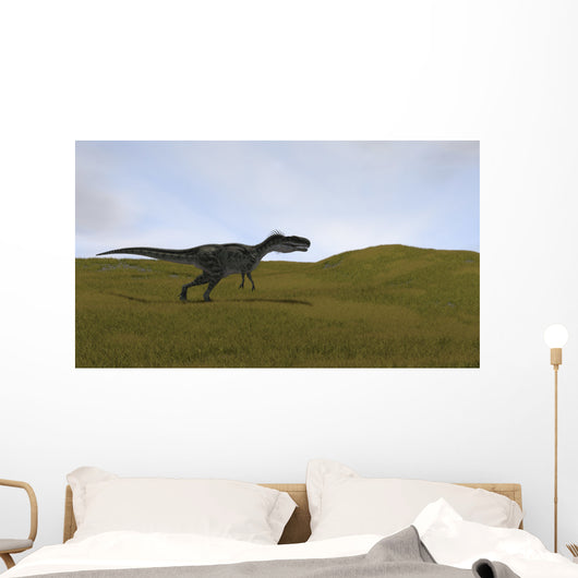 Monolophosaurus Running across Grassy Wall Decal Design 4