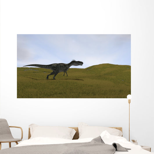 Monolophosaurus Running across Grassy Wall Decal Design 4