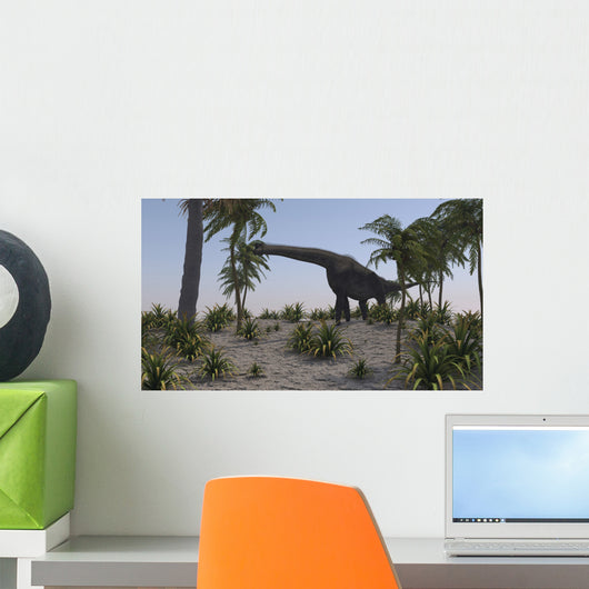 Large Brachiosaurus Grazing Foliage Wall Decal