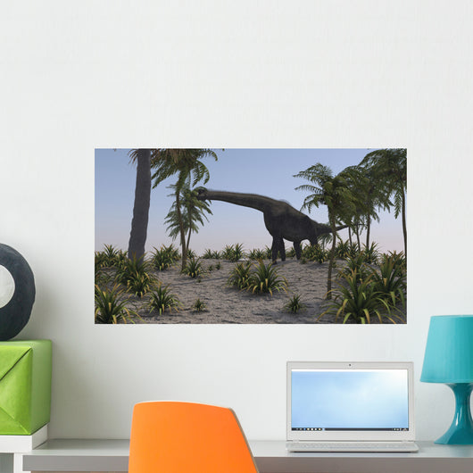 Large Brachiosaurus Grazing Foliage Wall Decal