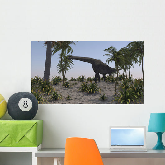 Large Brachiosaurus Grazing Foliage Wall Decal