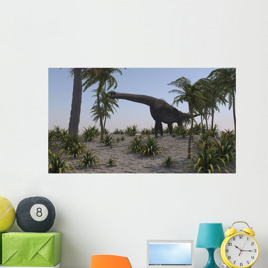 Large Brachiosaurus Grazing Foliage Wall Decal