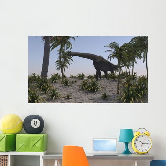 Large Brachiosaurus Grazing Foliage Wall Decal