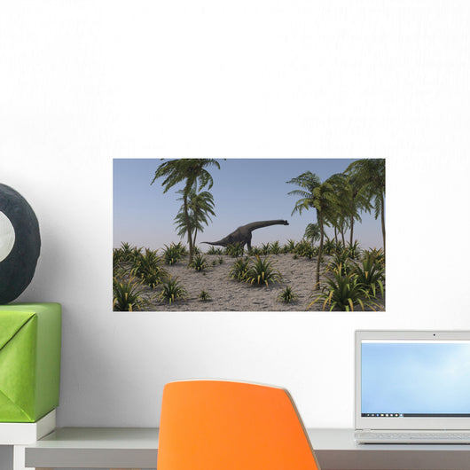 Large Brachiosaurus Grazing Wall Decal Design 2