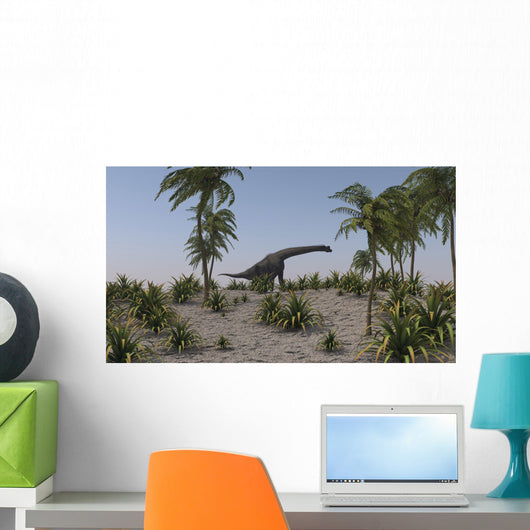 Large Brachiosaurus Grazing Wall Decal Design 2