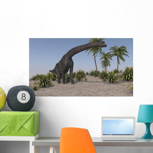 Large Brachiosaurus Grazing Wall Decal Design 1