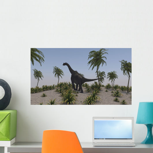 Large Brachiosaurus Roaming Prehistoric Wall Decal Design 1