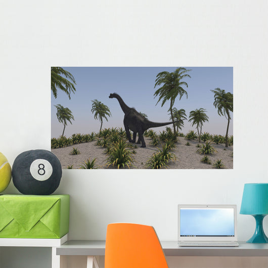 Large Brachiosaurus Roaming Prehistoric Wall Decal Design 1