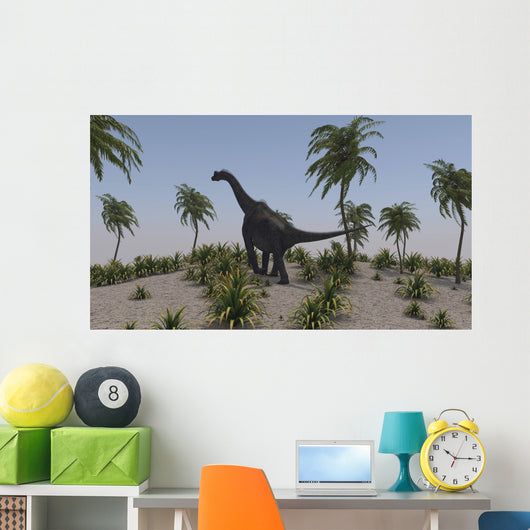Large Brachiosaurus Roaming Prehistoric Wall Decal Design 1