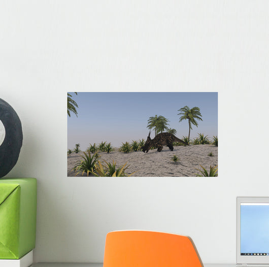 Brown Einiosaurus Prehistoric Environment Wall Decal Design 1