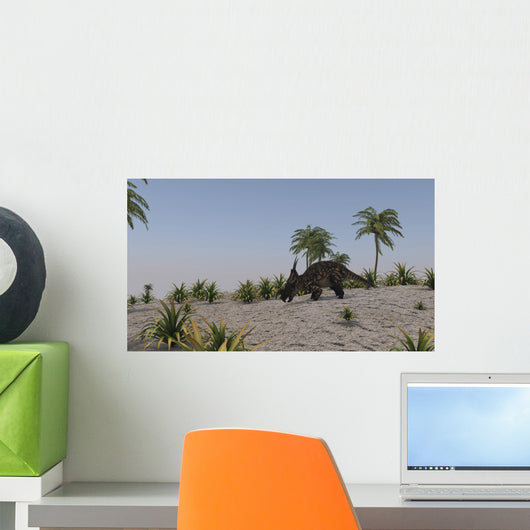 Brown Einiosaurus Prehistoric Environment Wall Decal Design 1