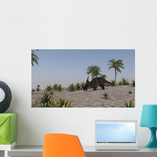 Brown Einiosaurus Prehistoric Environment Wall Decal Design 1