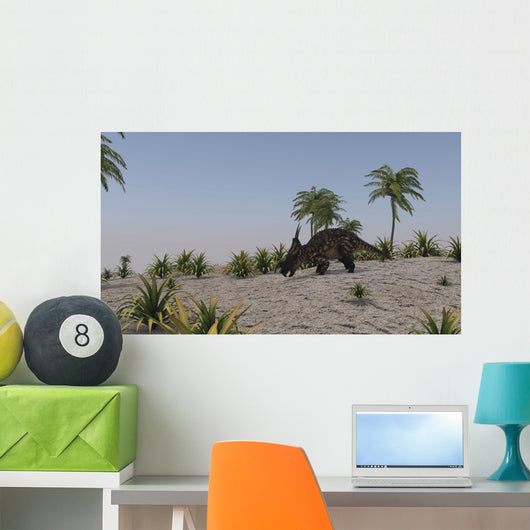 Brown Einiosaurus Prehistoric Environment Wall Decal Design 1
