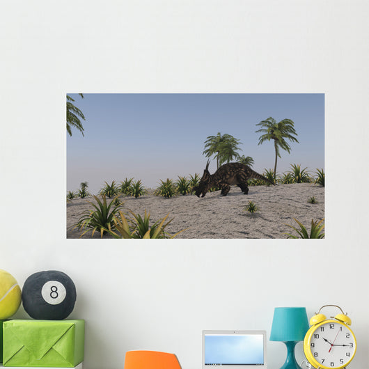 Brown Einiosaurus Prehistoric Environment Wall Decal Design 1