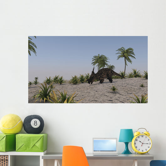 Brown Einiosaurus Prehistoric Environment Wall Decal Design 1