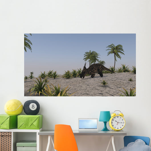 Brown Einiosaurus Prehistoric Environment Wall Decal Design 1