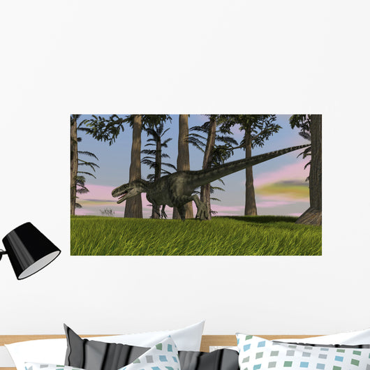 Monolophosaurus Running across Grassy Wall Decal Design 3