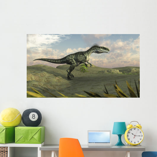 Monolophosaurus Walking across Desert Wall Decal Design 1