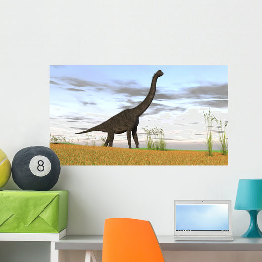 Large Brachiosaurus Grassy Field Wall Decal