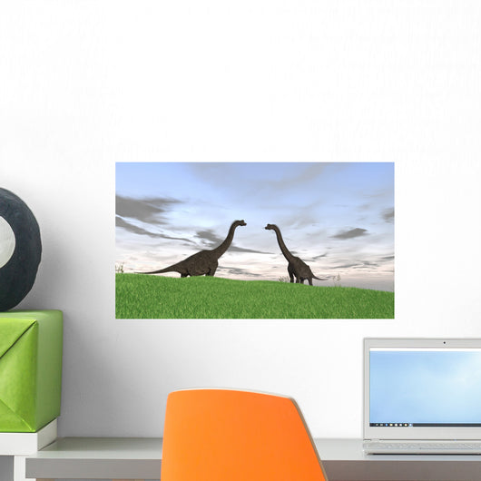 Two Large Brachiosaurus Grassy Wall Decal
