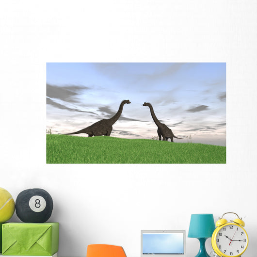 Two Large Brachiosaurus Grassy Wall Decal