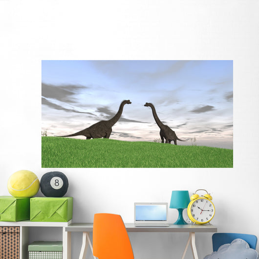 Two Large Brachiosaurus Grassy Wall Decal
