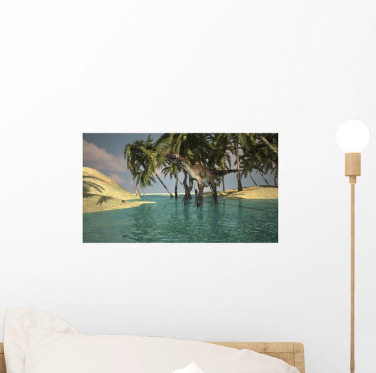 Utahraptor Roaming Tropical Environment Wall Decal