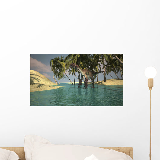 Utahraptor Roaming Tropical Environment Wall Decal