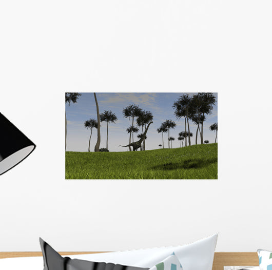Mamenchisaurus Walking across Grassy Wall Decal Design 3