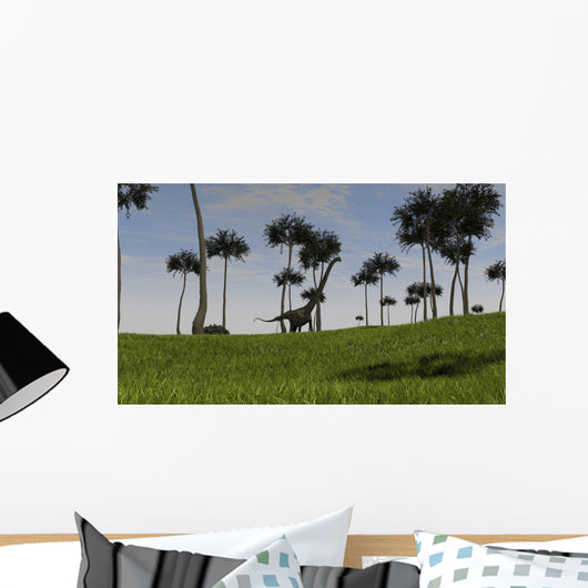 Mamenchisaurus Walking across Grassy Wall Decal Design 3