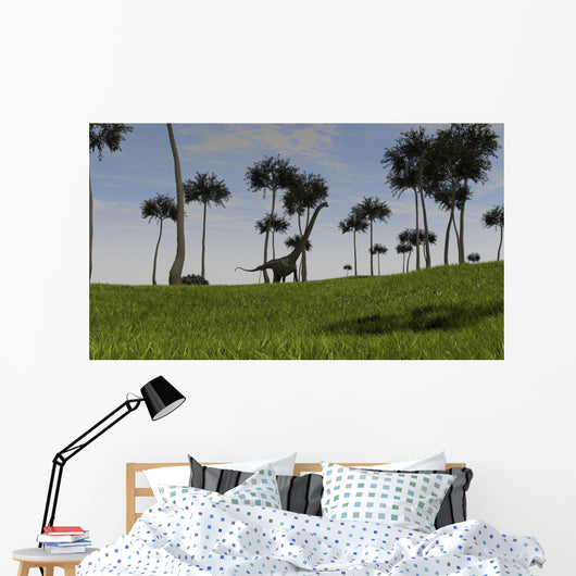 Mamenchisaurus Walking across Grassy Wall Decal Design 3