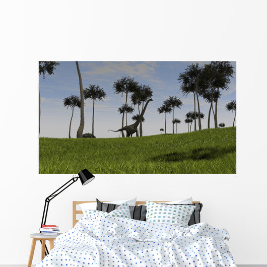 Mamenchisaurus Walking across Grassy Wall Decal Design 3