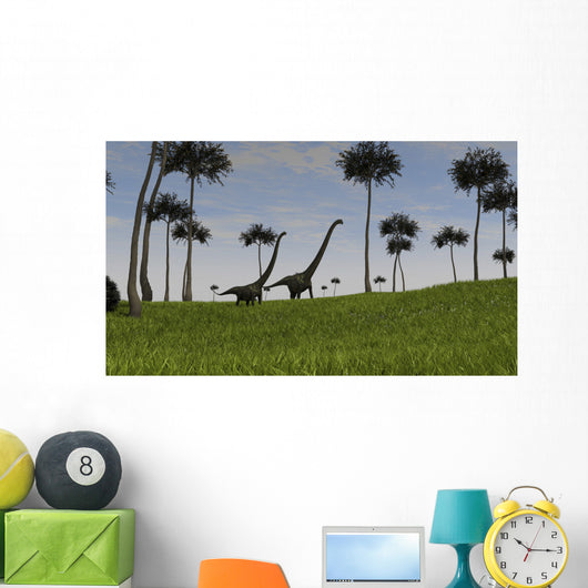 Two Mamenchisaurus Walking across Wall Decal Design 5