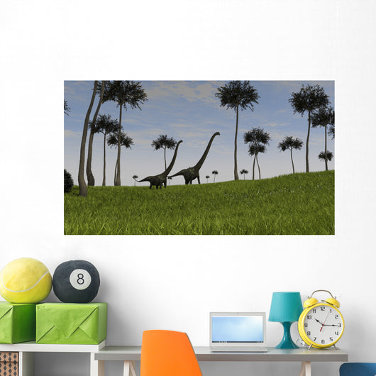 Two Mamenchisaurus Walking across Wall Decal Design 5