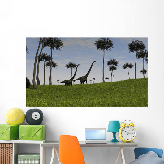 Two Mamenchisaurus Walking across Wall Decal Design 5