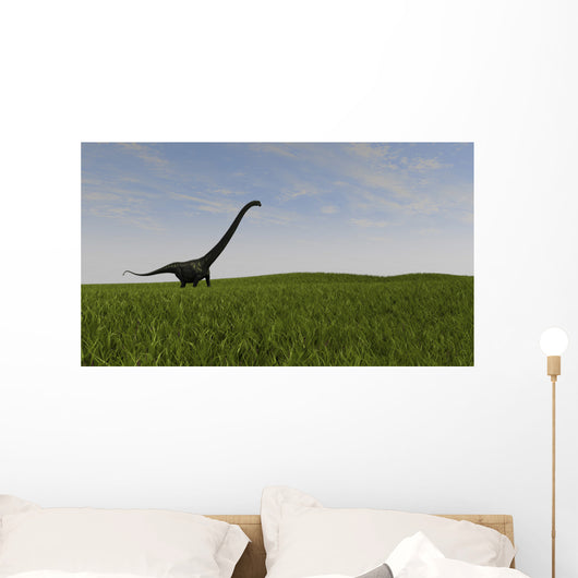 Mamenchisaurus Walking across Grassy Wall Decal Design 2