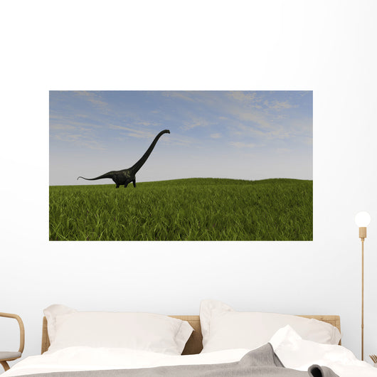 Mamenchisaurus Walking across Grassy Wall Decal Design 2