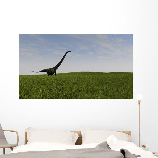 Mamenchisaurus Walking across Grassy Wall Decal Design 2