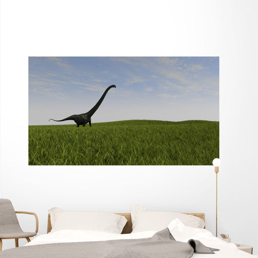 Mamenchisaurus Walking across Grassy Wall Decal Design 2