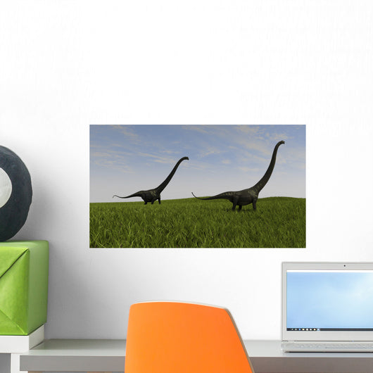 Two Mamenchisaurus Walking across Wall Decal Design 4
