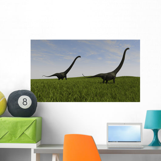 Two Mamenchisaurus Walking across Wall Decal Design 4
