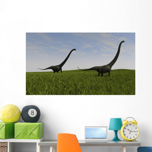 Two Mamenchisaurus Walking across Wall Decal Design 4