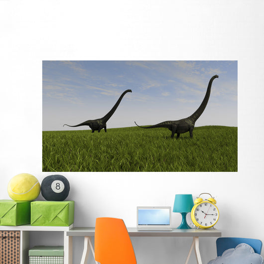 Two Mamenchisaurus Walking across Wall Decal Design 4