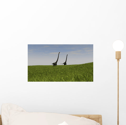 Two Mamenchisaurus Walking across Wall Decal Design 3