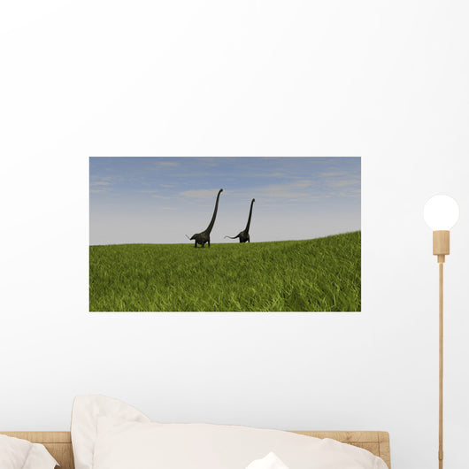 Two Mamenchisaurus Walking across Wall Decal Design 3