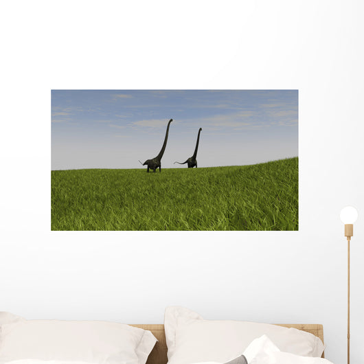 Two Mamenchisaurus Walking across Wall Decal Design 3